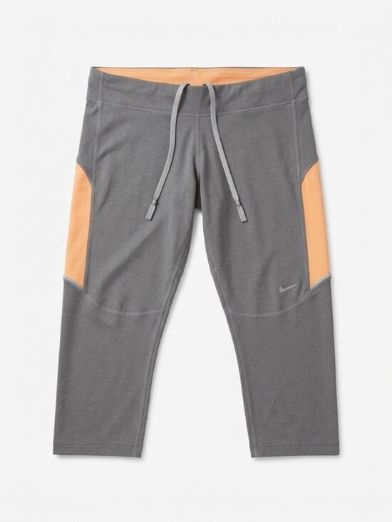 Nike Pants - Nike Dri-FIT Size M Stay Warm Capri Workout Grey Orange Leggings Running Gym